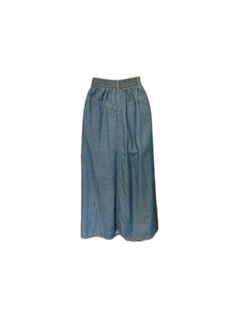 Vintage 90s Denim Maxi Skirt Jean Skirt 20W Y2K Button Front A Line Elastic Back - Picture 14 of 16